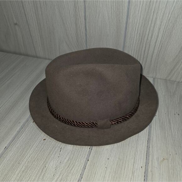 Vtg Wool Brown/Gray Fedora Hat 7 1/8 USA Made Pedigree Fifth Ave New York - Picture 3 of 12